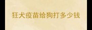 狂犬疫苗给狗打多少钱