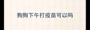 狗狗下午打疫苗可以吗