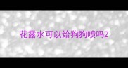 花露水可以给狗狗喷吗