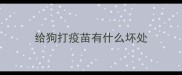 给狗打疫苗有什么坏处