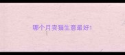 哪个月卖猫生意最好