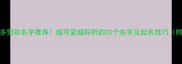 爆款拉布拉多男孩名字推荐超可爱超好听的20个名字及起名技巧附避坑指南