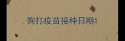 狗打疫苗接种日期