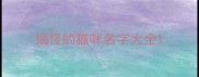 搞怪的猫咪名字大全