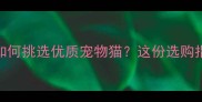 1000元预算如何挑选优质宠物猫这份选购指南请收好