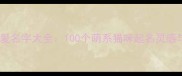 最新猫咪可爱名字大全100个萌系猫咪起名灵感与注意事项